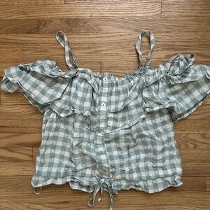Women's Gingham Ruffle Top